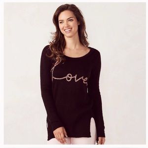 🆕 LC Lauren Conrad Black “Love” Sweater, XL
